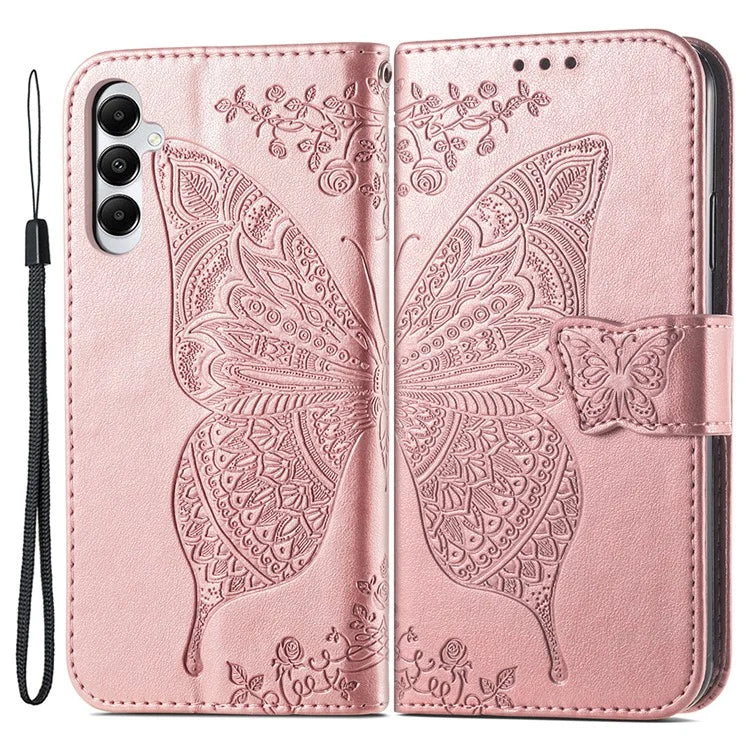 For Samsung Galaxy M14 4G Wallet Case Butterfly Imprinted Card Holder Smart Phone Cover