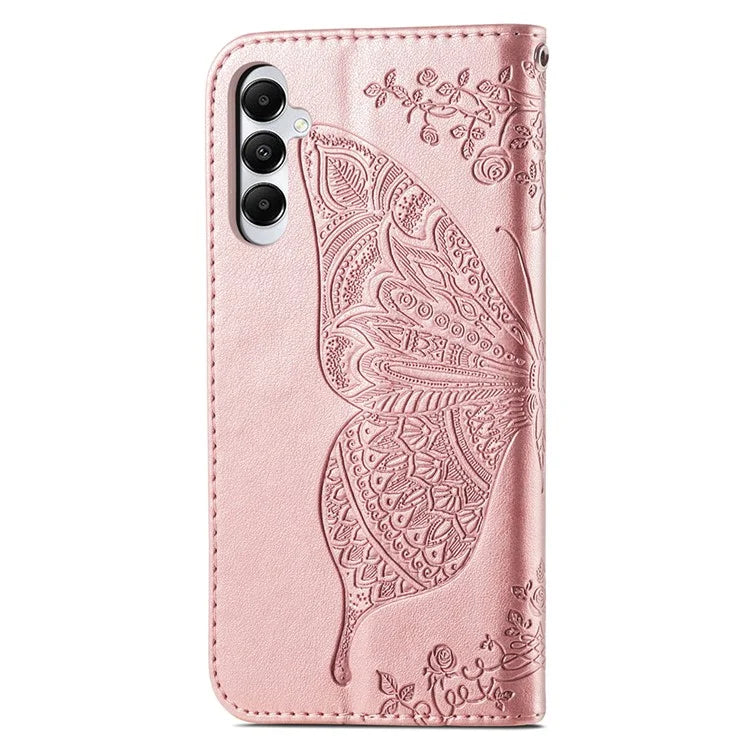 For Samsung Galaxy M14 4G Wallet Case Butterfly Imprinted Card Holder Smart Phone Cover