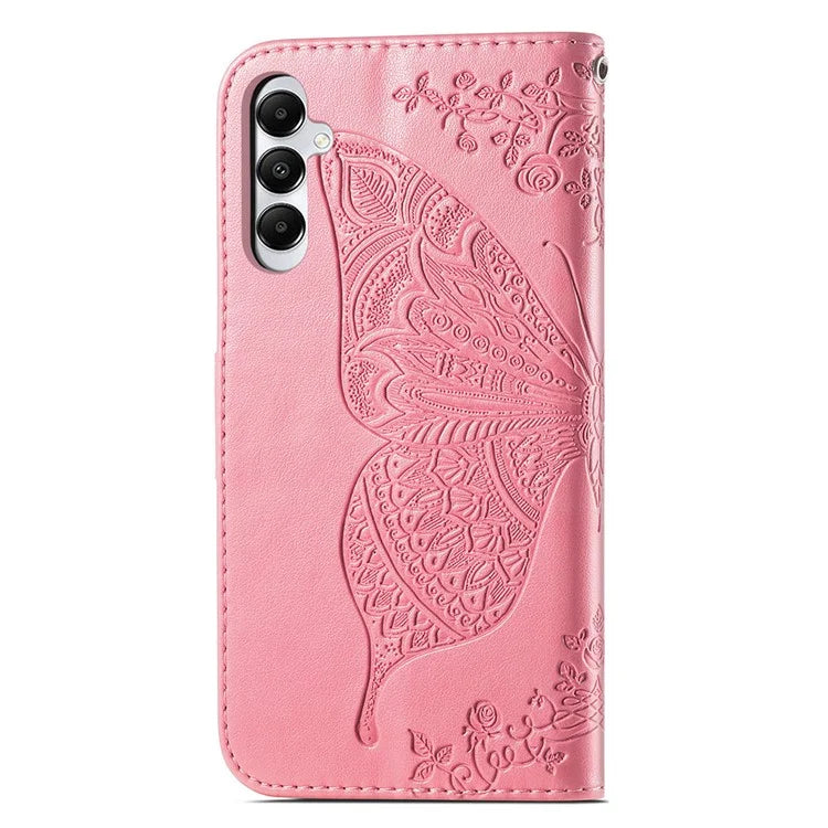 For Samsung Galaxy M14 4G Wallet Case Butterfly Imprinted Card Holder Smart Phone Cover