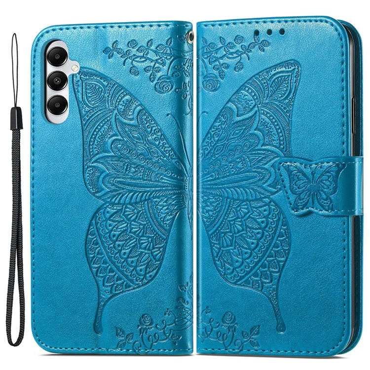 For Samsung Galaxy M14 4G Wallet Case Butterfly Imprinted Card Holder Smart Phone Cover