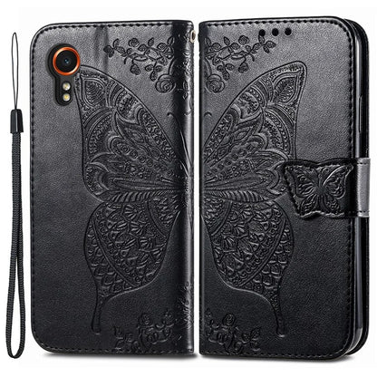 For Samsung Galaxy Xcover 7 Magnetic Case Leather Butterfly Imprinted Phone Cover