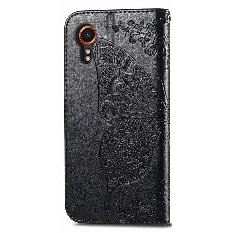 For Samsung Galaxy Xcover 7 Magnetic Case Leather Butterfly Imprinted Phone Cover