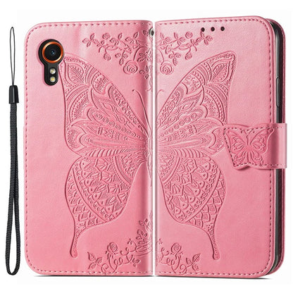 For Samsung Galaxy Xcover 7 Magnetic Case Leather Butterfly Imprinted Phone Cover