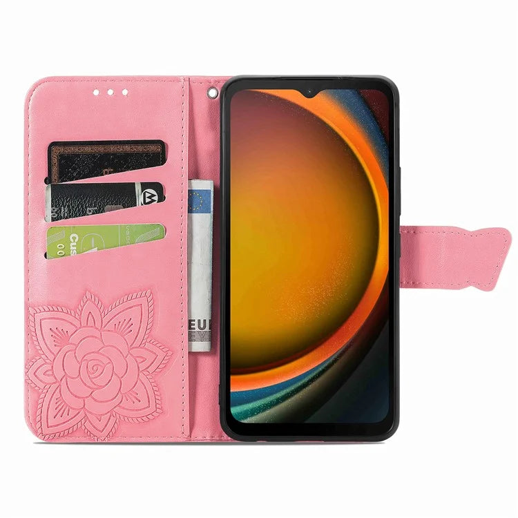 For Samsung Galaxy Xcover 7 Magnetic Case Leather Butterfly Imprinted Phone Cover