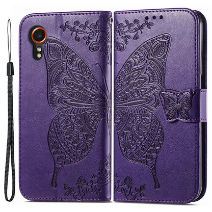 For Samsung Galaxy Xcover 7 Magnetic Case Leather Butterfly Imprinted Phone Cover