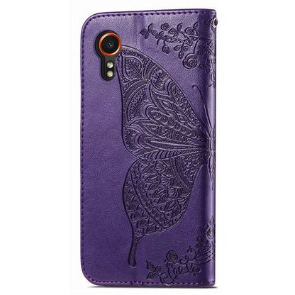 For Samsung Galaxy Xcover 7 Magnetic Case Leather Butterfly Imprinted Phone Cover