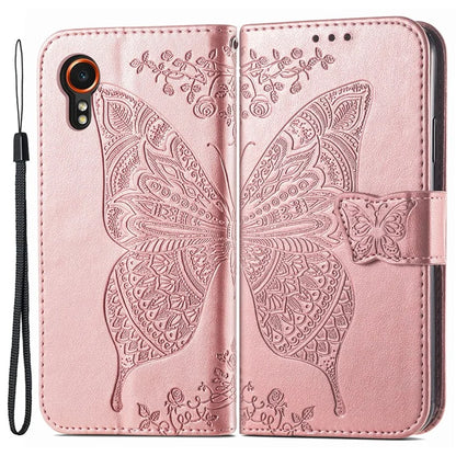 For Samsung Galaxy Xcover 7 Magnetic Case Leather Butterfly Imprinted Phone Cover