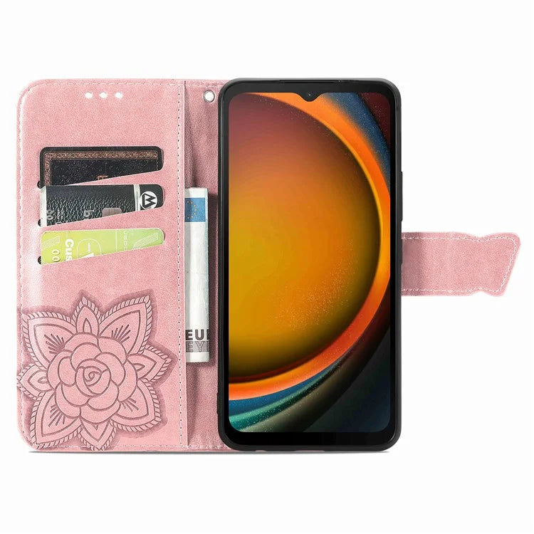 For Samsung Galaxy Xcover 7 Magnetic Case Leather Butterfly Imprinted Phone Cover