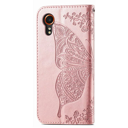 For Samsung Galaxy Xcover 7 Magnetic Case Leather Butterfly Imprinted Phone Cover