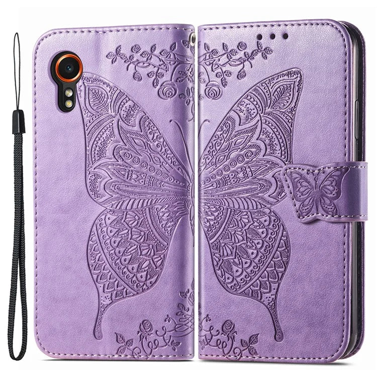 For Samsung Galaxy Xcover 7 Magnetic Case Leather Butterfly Imprinted Phone Cover