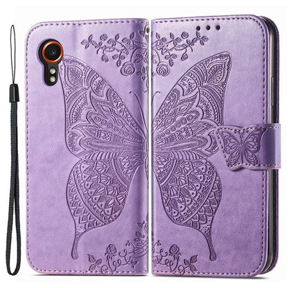 For Samsung Galaxy Xcover 7 Magnetic Case Leather Butterfly Imprinted Phone Cover