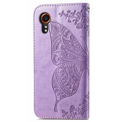 For Samsung Galaxy Xcover 7 Magnetic Case Leather Butterfly Imprinted Phone Cover