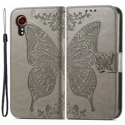 For Samsung Galaxy Xcover 7 Magnetic Case Leather Butterfly Imprinted Phone Cover