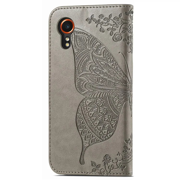 For Samsung Galaxy Xcover 7 Magnetic Case Leather Butterfly Imprinted Phone Cover
