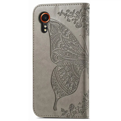 For Samsung Galaxy Xcover 7 Magnetic Case Leather Butterfly Imprinted Phone Cover