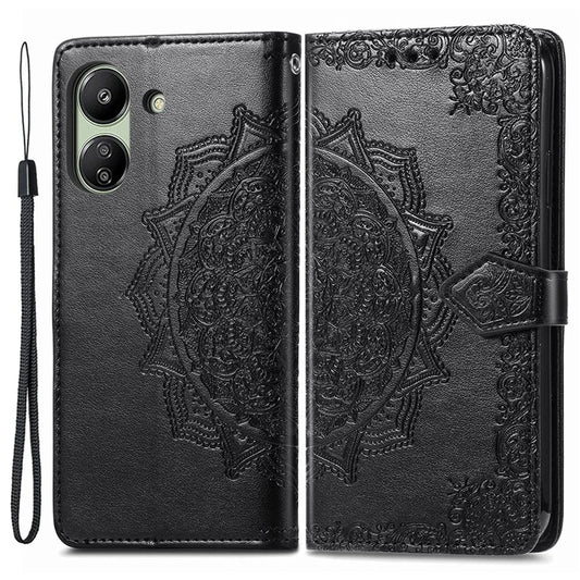 For Xiaomi Redmi 13C 4G / Poco C65 4G Phone Case Mandala Embossed Leather Cover with Wallet