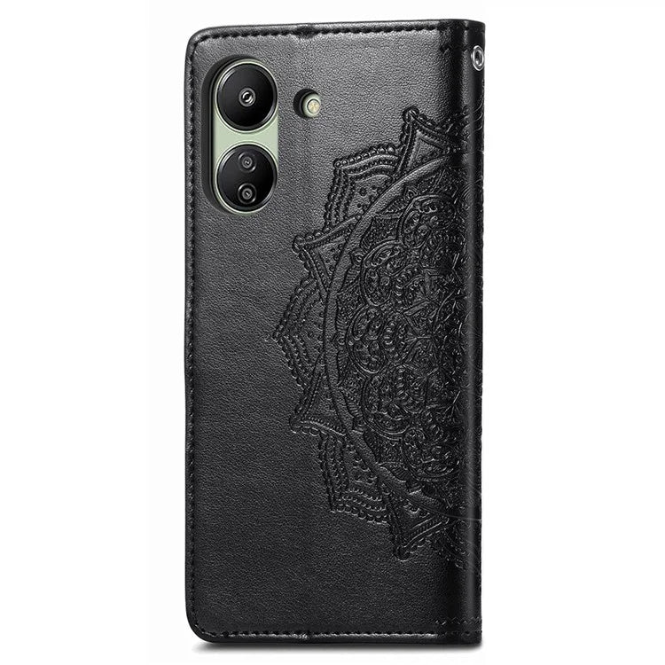 For Xiaomi Redmi 13C 4G / Poco C65 4G Phone Case Mandala Embossed Leather Cover with Wallet