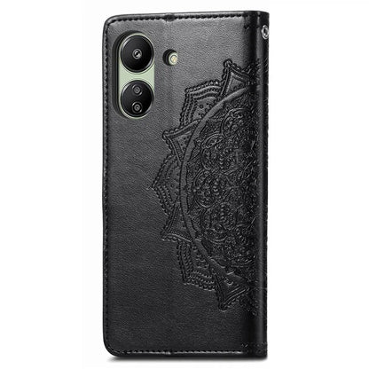 For Xiaomi Redmi 13C 4G / Poco C65 4G Phone Case Mandala Embossed Leather Cover with Wallet