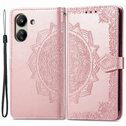 For Xiaomi Redmi 13C 4G / Poco C65 4G Phone Case Mandala Embossed Leather Cover with Wallet