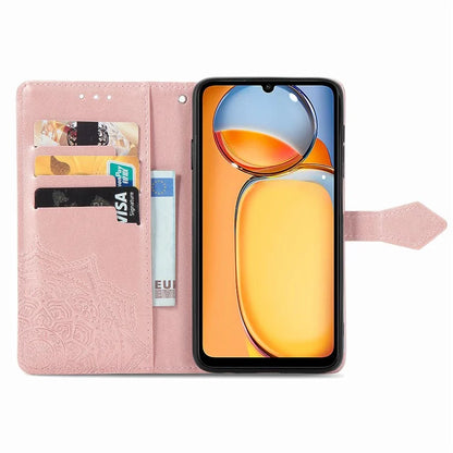 For Xiaomi Redmi 13C 4G / Poco C65 4G Phone Case Mandala Embossed Leather Cover with Wallet