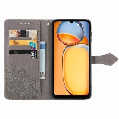For Xiaomi Redmi 13C 4G / Poco C65 4G Phone Case Mandala Embossed Leather Cover with Wallet