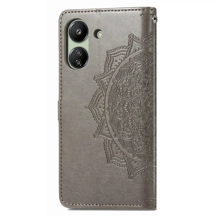 For Xiaomi Redmi 13C 4G / Poco C65 4G Phone Case Mandala Embossed Leather Cover with Wallet