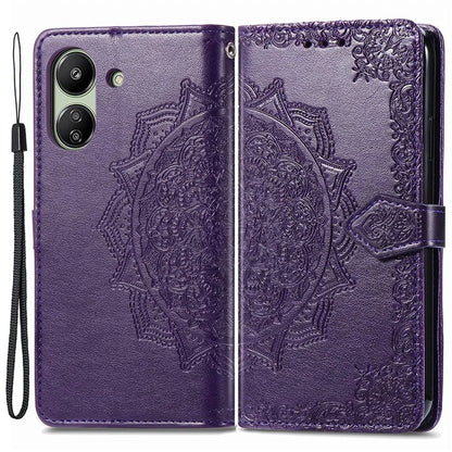 For Xiaomi Redmi 13C 4G / Poco C65 4G Phone Case Mandala Embossed Leather Cover with Wallet