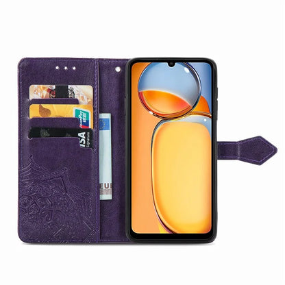 For Xiaomi Redmi 13C 4G / Poco C65 4G Phone Case Mandala Embossed Leather Cover with Wallet