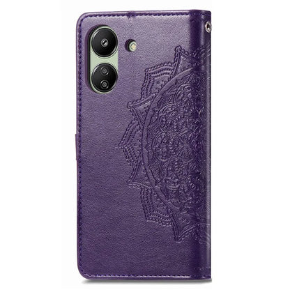 For Xiaomi Redmi 13C 4G / Poco C65 4G Phone Case Mandala Embossed Leather Cover with Wallet