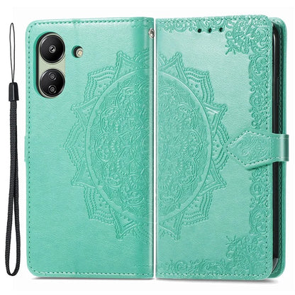 For Xiaomi Redmi 13C 4G / Poco C65 4G Phone Case Mandala Embossed Leather Cover with Wallet