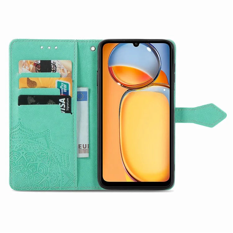 For Xiaomi Redmi 13C 4G / Poco C65 4G Phone Case Mandala Embossed Leather Cover with Wallet
