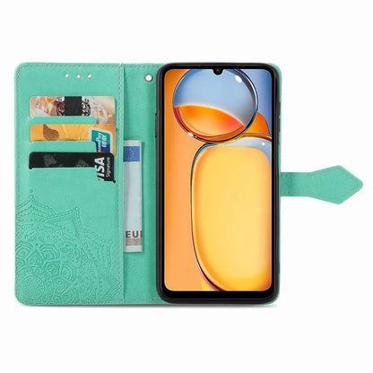 For Xiaomi Redmi 13C 4G / Poco C65 4G Phone Case Mandala Embossed Leather Cover with Wallet