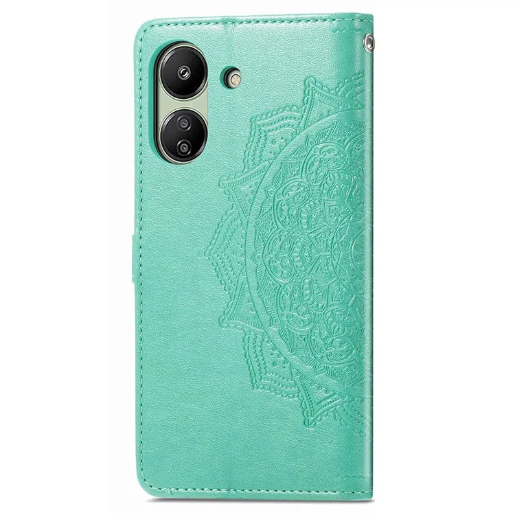 For Xiaomi Redmi 13C 4G / Poco C65 4G Phone Case Mandala Embossed Leather Cover with Wallet