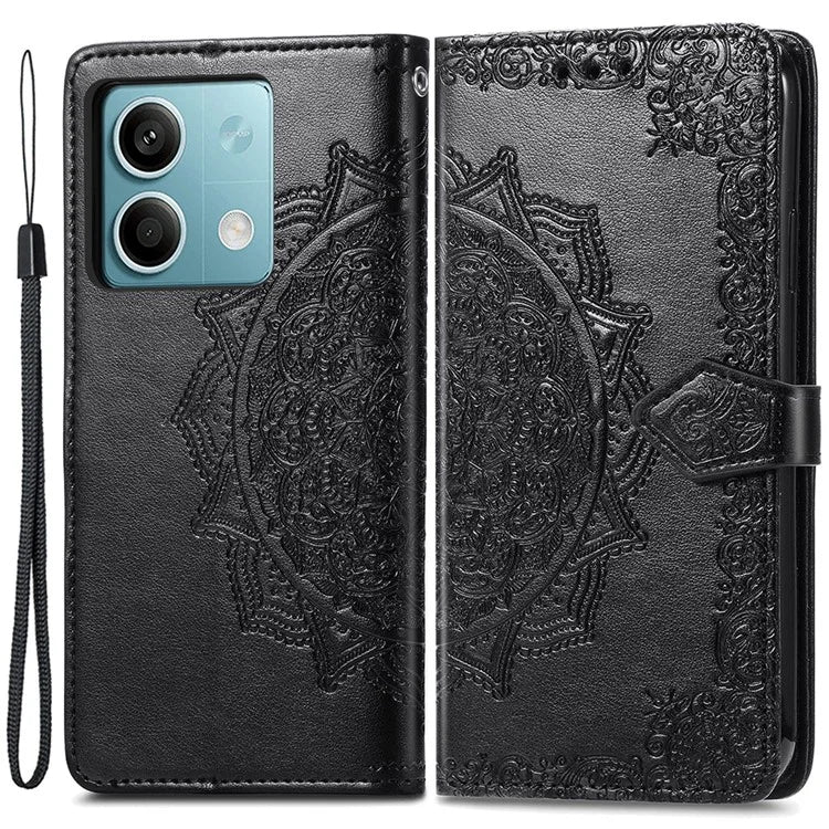 For Xiaomi Redmi Note 13 5G Case 3 Card Slots Mandala PU Leather Wallet Phone Cover