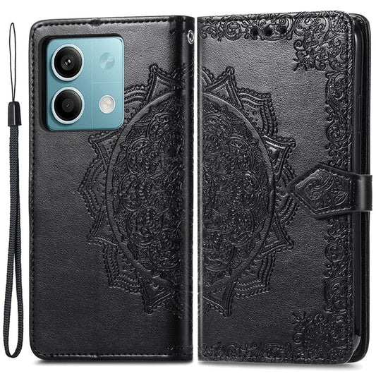 For Xiaomi Redmi Note 13 5G Case 3 Card Slots Mandala PU Leather Wallet Phone Cover