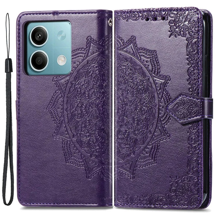 For Xiaomi Redmi Note 13 5G Case 3 Card Slots Mandala PU Leather Wallet Phone Cover