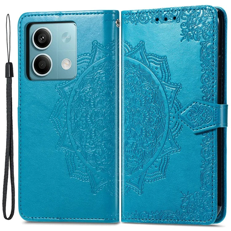 For Xiaomi Redmi Note 13 5G Case 3 Card Slots Mandala PU Leather Wallet Phone Cover