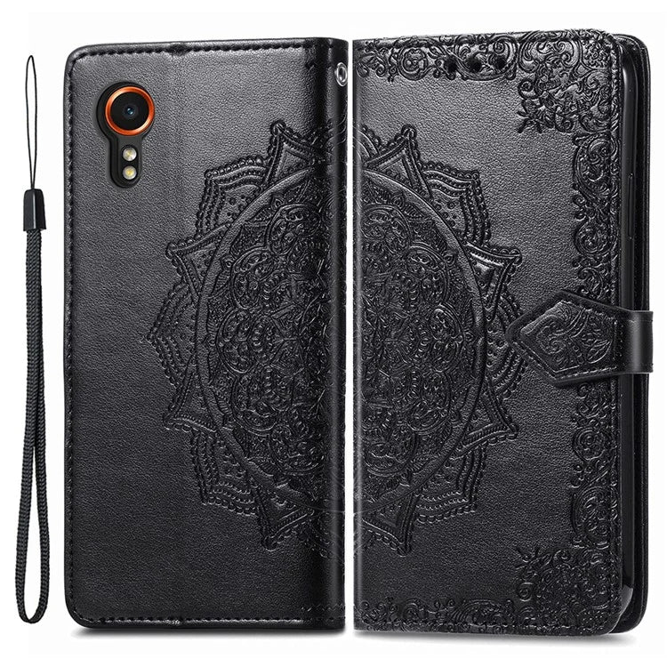 For Samsung Galaxy Xcover 7 Magnetic Phone Case Embossed Mandala Floral Card Slots Cover