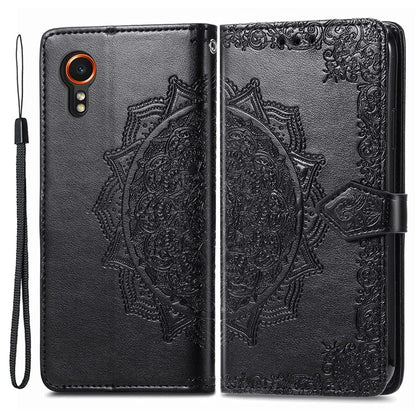 For Samsung Galaxy Xcover 7 Magnetic Phone Case Embossed Mandala Floral Card Slots Cover