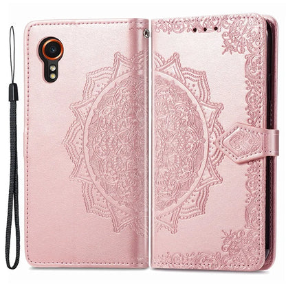 For Samsung Galaxy Xcover 7 Magnetic Phone Case Embossed Mandala Floral Card Slots Cover