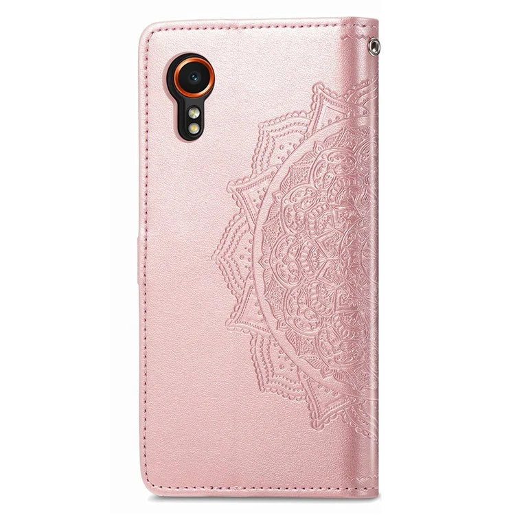 For Samsung Galaxy Xcover 7 Magnetic Phone Case Embossed Mandala Floral Card Slots Cover