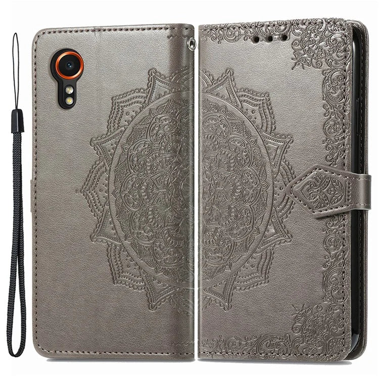 For Samsung Galaxy Xcover 7 Magnetic Phone Case Embossed Mandala Floral Card Slots Cover