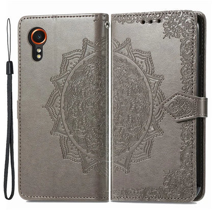 For Samsung Galaxy Xcover 7 Magnetic Phone Case Embossed Mandala Floral Card Slots Cover