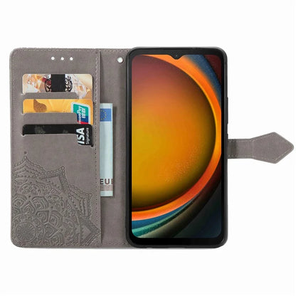 For Samsung Galaxy Xcover 7 Magnetic Phone Case Embossed Mandala Floral Card Slots Cover