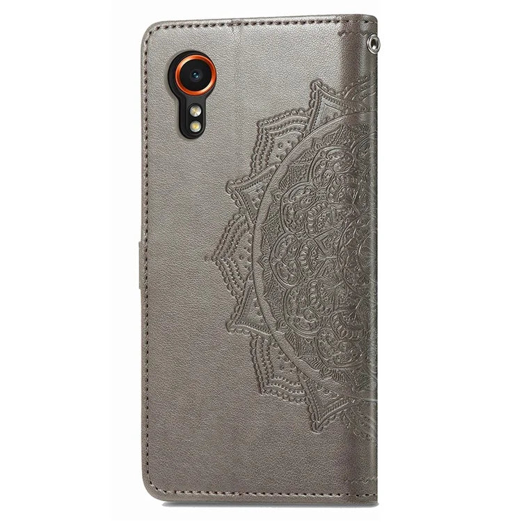 For Samsung Galaxy Xcover 7 Magnetic Phone Case Embossed Mandala Floral Card Slots Cover