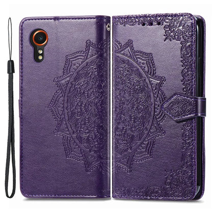 For Samsung Galaxy Xcover 7 Magnetic Phone Case Embossed Mandala Floral Card Slots Cover