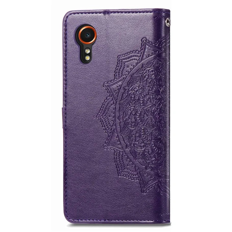 For Samsung Galaxy Xcover 7 Magnetic Phone Case Embossed Mandala Floral Card Slots Cover