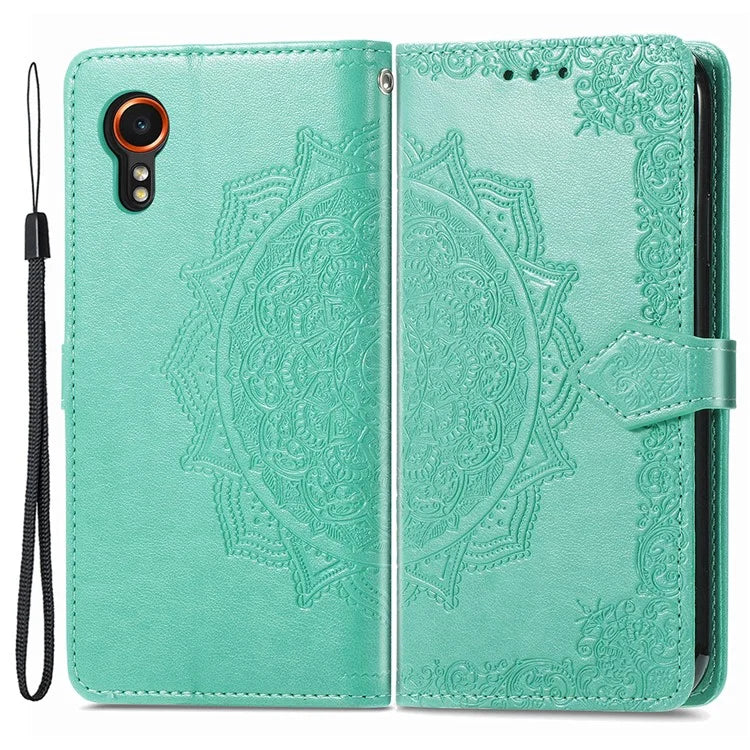 For Samsung Galaxy Xcover 7 Magnetic Phone Case Embossed Mandala Floral Card Slots Cover