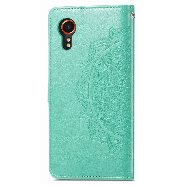 For Samsung Galaxy Xcover 7 Magnetic Phone Case Embossed Mandala Floral Card Slots Cover