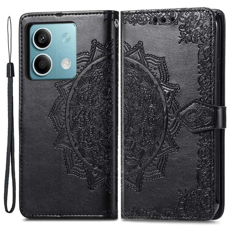 For Xiaomi Redmi Note 13 4G Leather Case Wallet Card Slots Phone Cover Mandala Embossed
